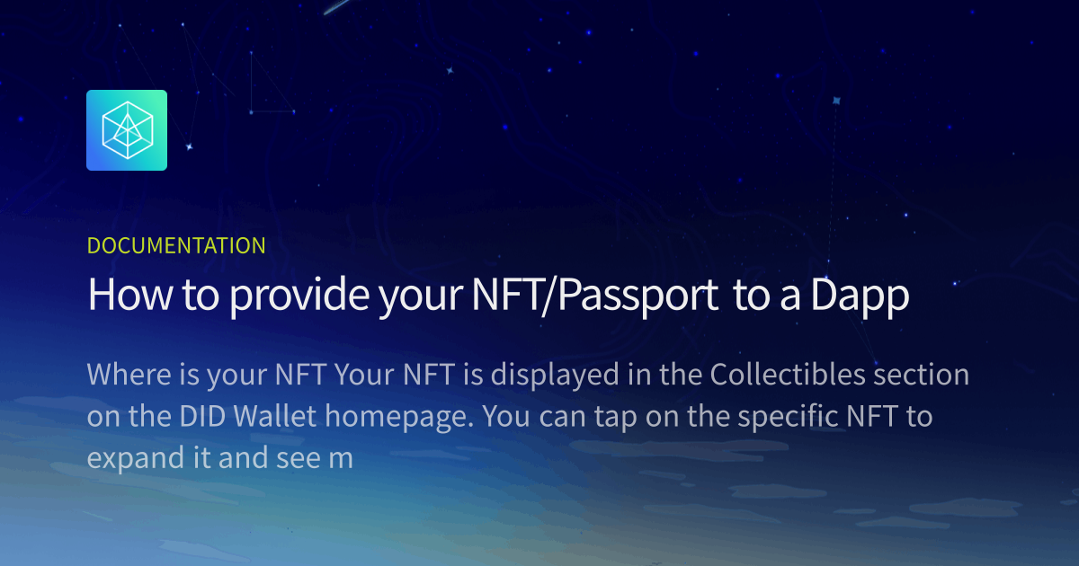How to provide your NFT/Passport to a Dapp