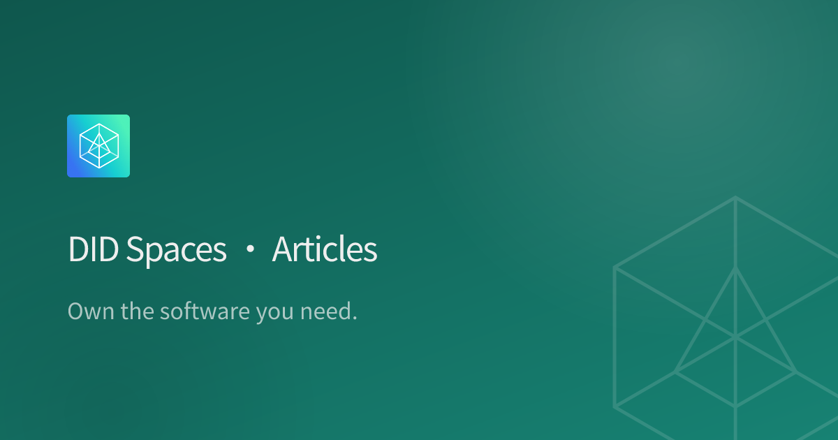 DID Spaces · Articles | ArcBlock