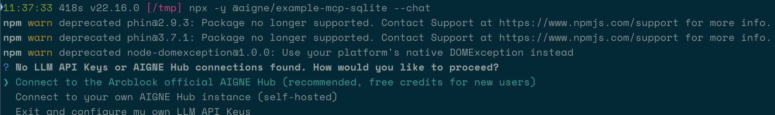 Initial connection prompt when no AI model is configured.