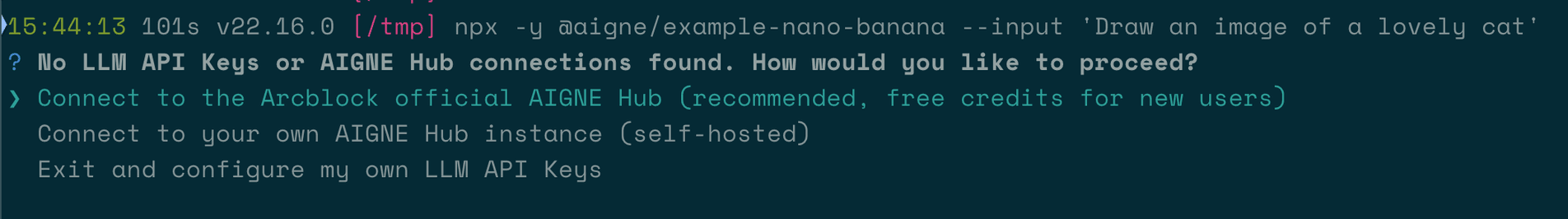 Initial setup prompt for connecting an AI model.
