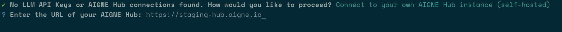 Enter the URL for a self-hosted AIGNE Hub.