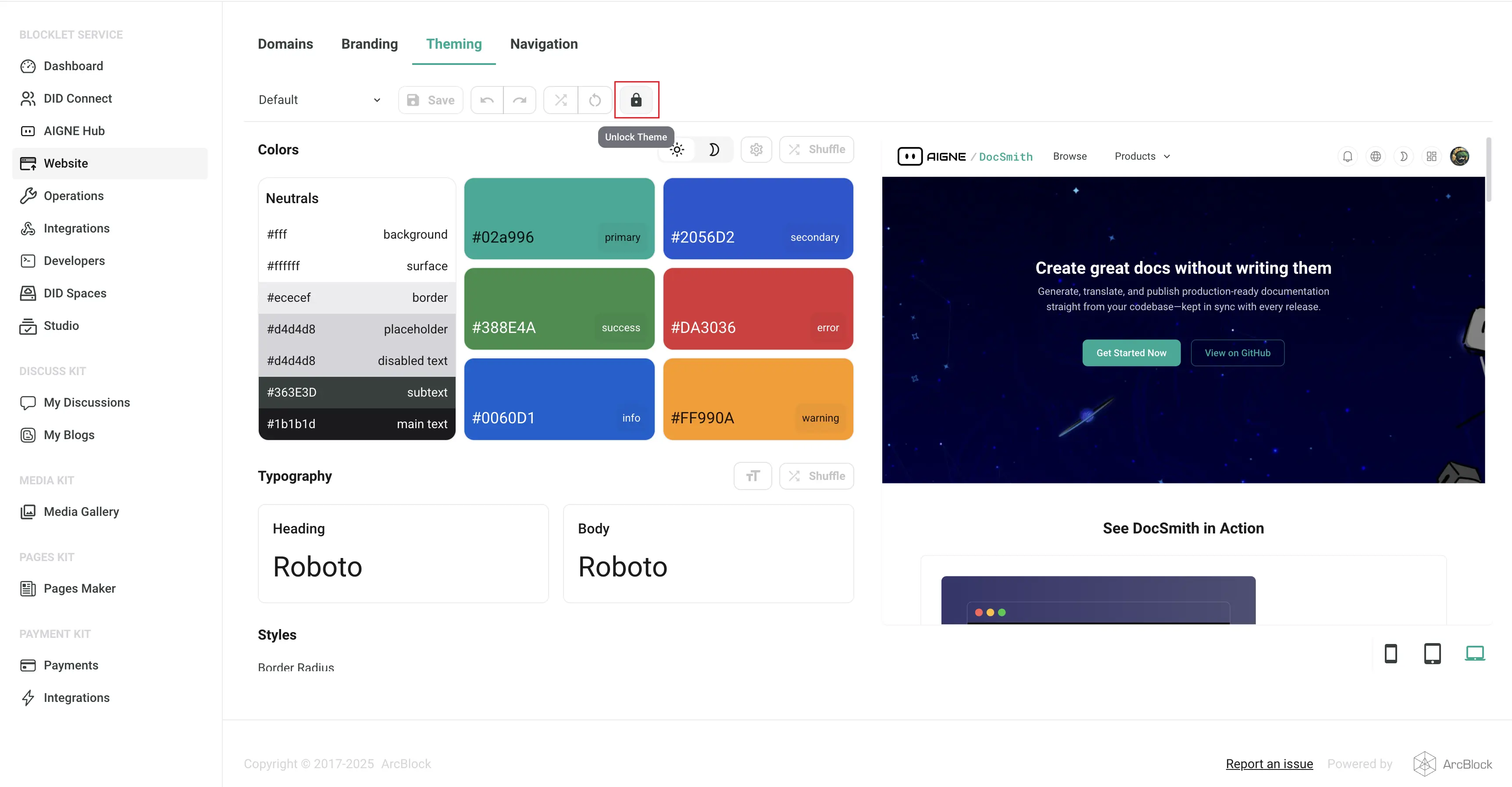 Unlock Theme Button Interface
