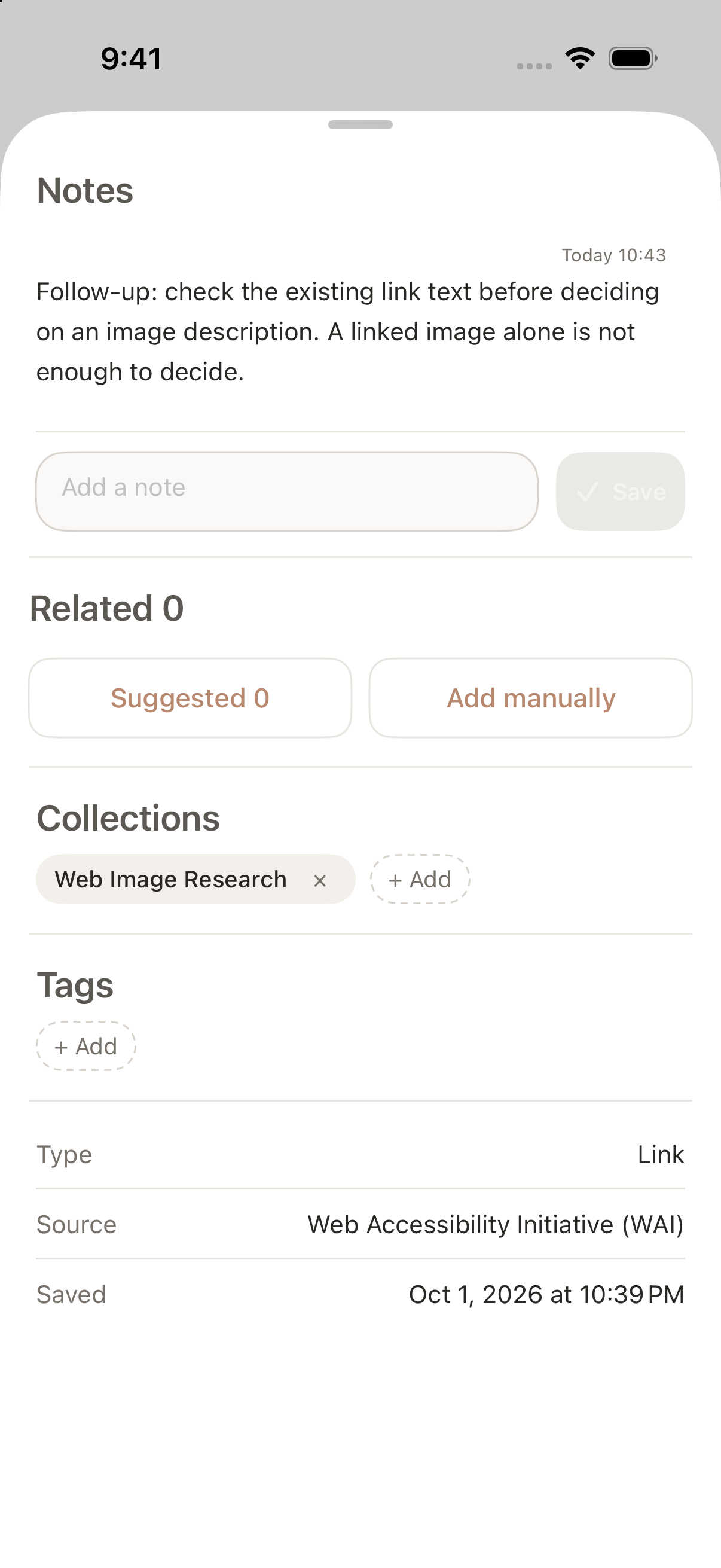 Add the new finding beside the functional-image source, within the research collection.