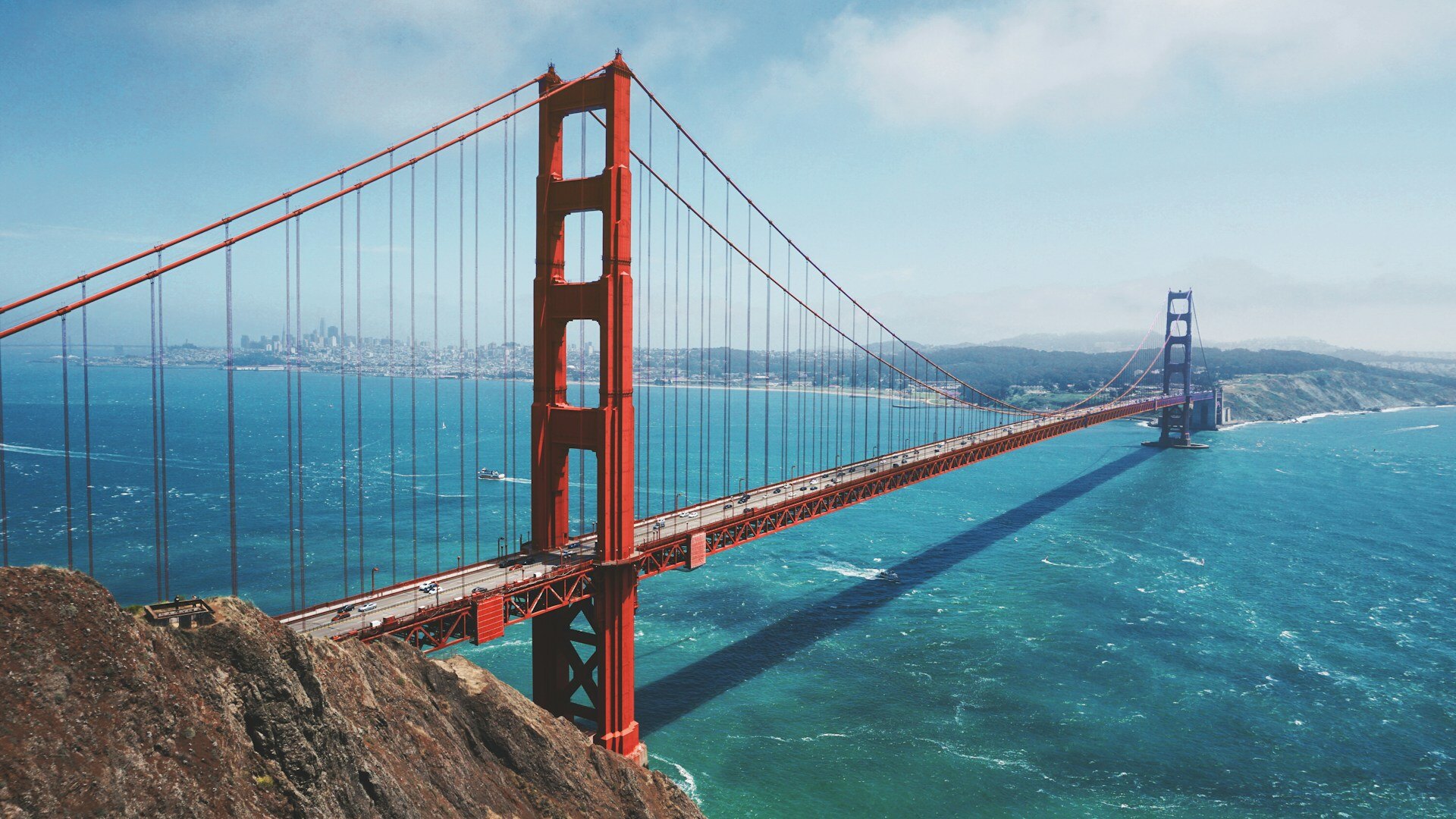 Bridge spanning water