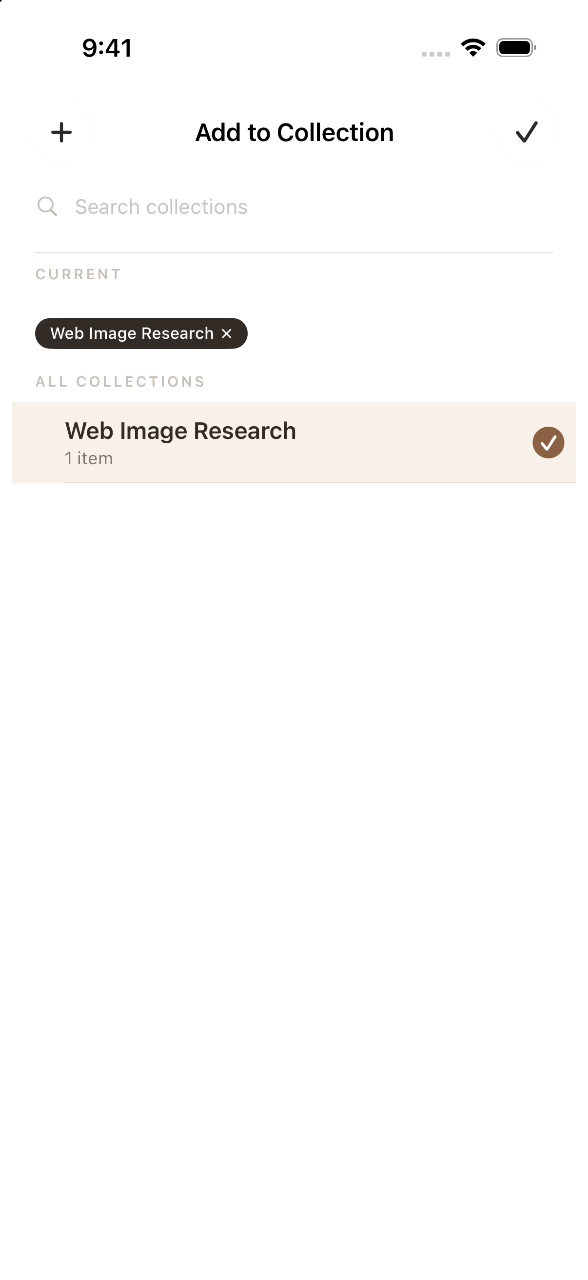 Select Web Image Research, then tap the upper-right checkmark.