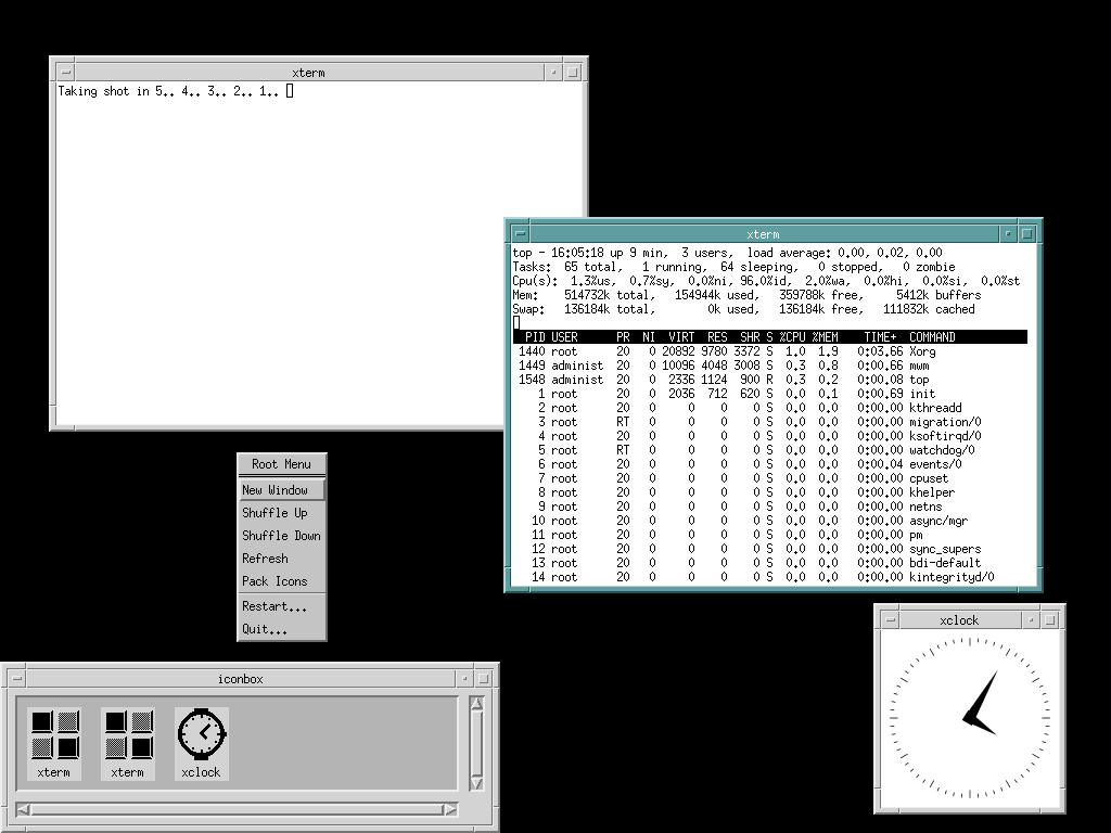A reference desktop using the Motif window manager.