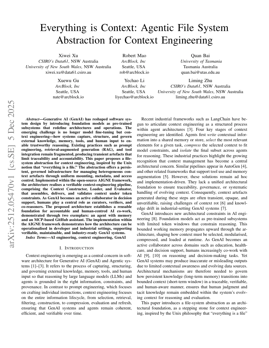 Everything is Context 论文首页，arXiv v1